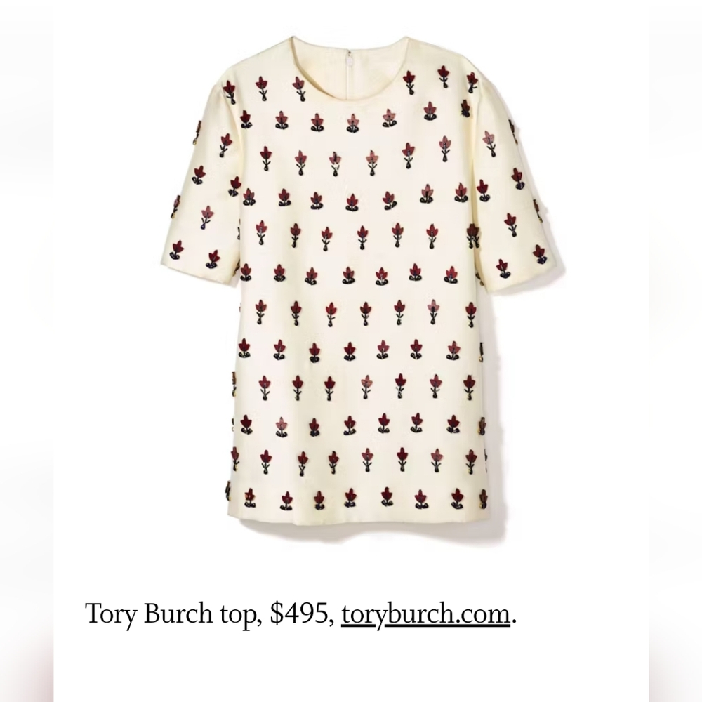 Tory Burch Silk with Flower Aplique Blouse Size 14